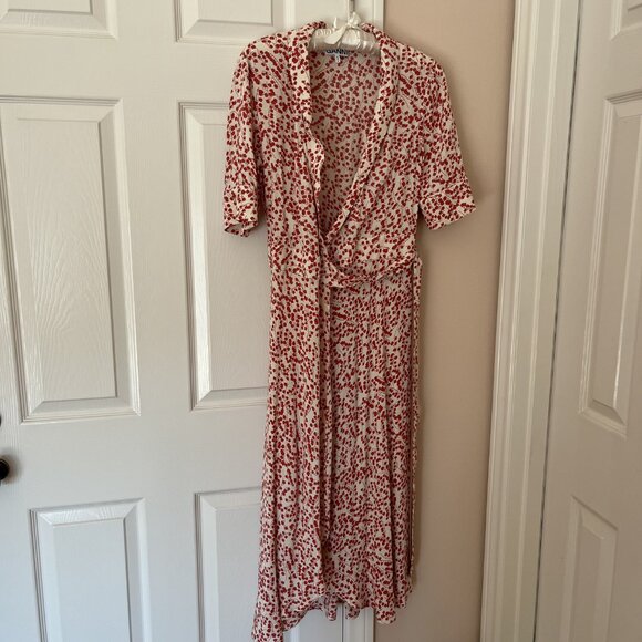GANNI Goldstone Printed Crepe Wrap Dress, Size Eu 36/US 2-4 - Picture 5 of 11